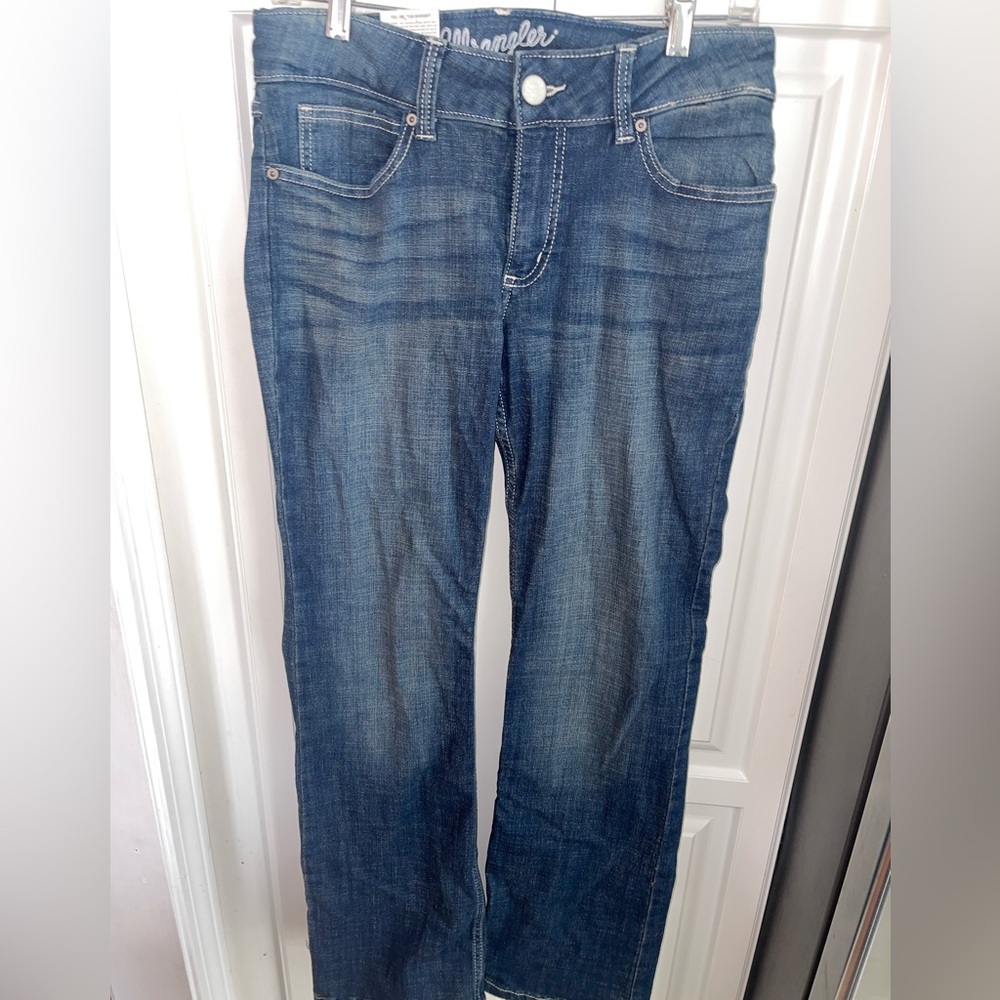NWT Womens‎ Wrangler Boot Cut Denim Jeans Med/Dark Wash Size 7/8 x 32
